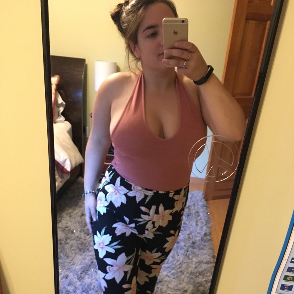 Suede pink halter
